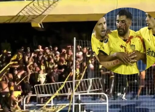 Los videos de los graves incidentes en Rosario Central-Peñarol: la salvaje agresión a un jugador uruguayo que dejó el estadio en ambulancia