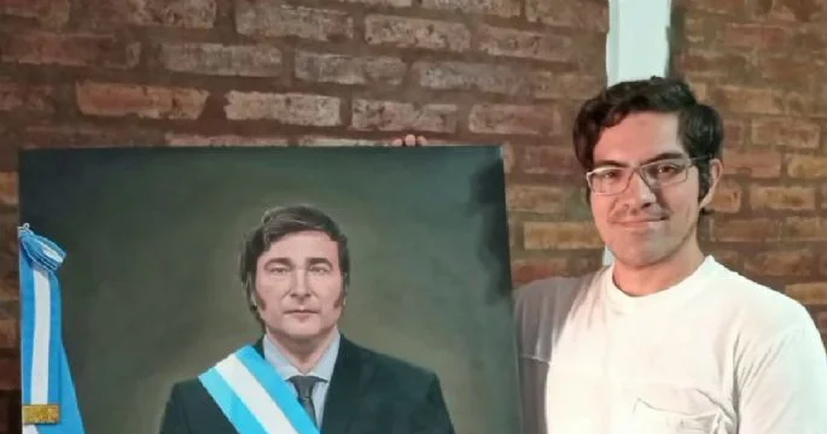 Un artista sanjuanino pintó un retrato de Javier Milei: “En él residen mis bendiciones”