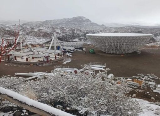 El Radiotelescopio CART de Barreal, cubierto de nieve: mirá las fotos