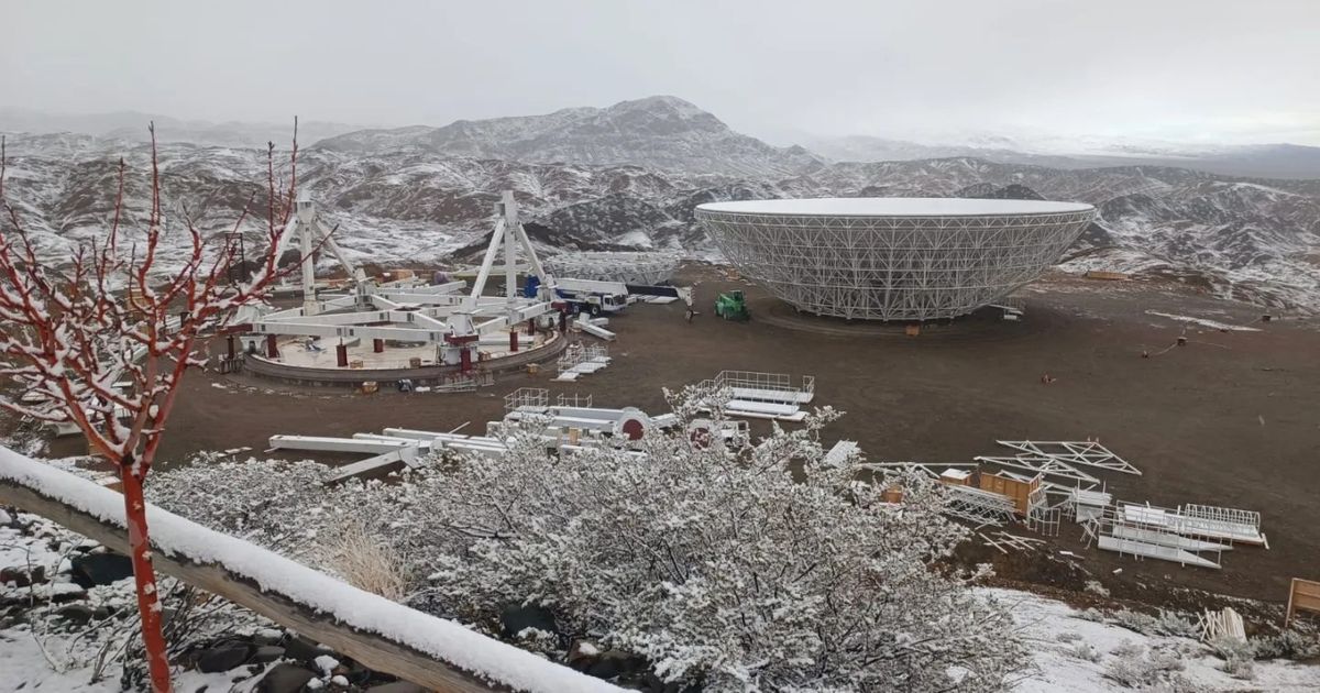 El Radiotelescopio CART de Barreal, cubierto de nieve: mirá las fotos