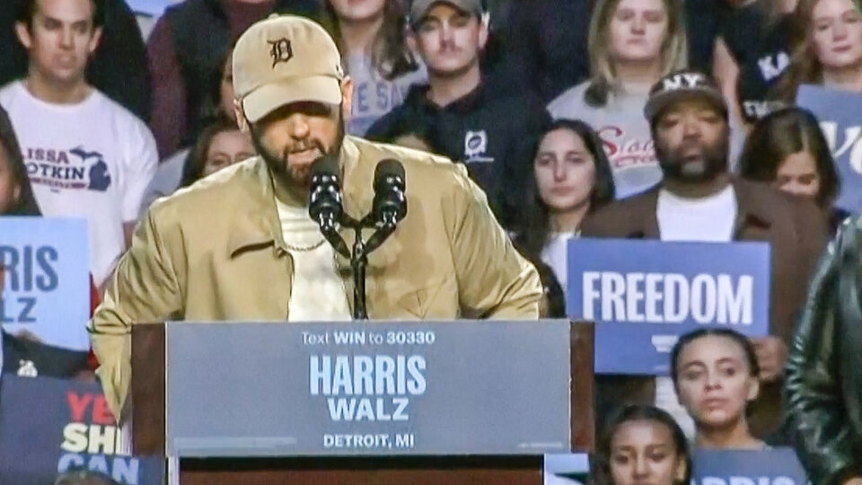 Hasta el rap juega en las elecciones de Estados Unidos   | Eminem participó de un rally de Kamala Harris