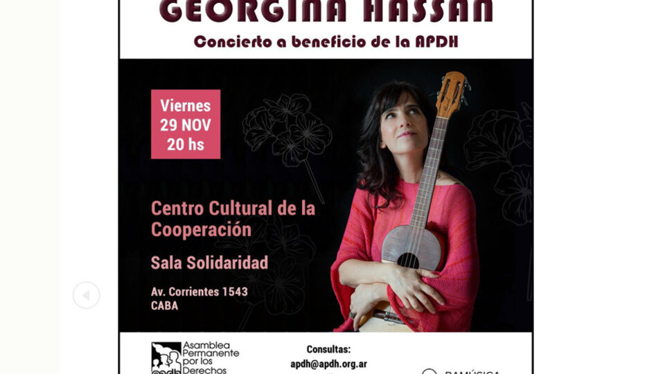 Concierto a beneficio de la APDH | Georgina Hassan en el Centro Cultural de la Cooperación