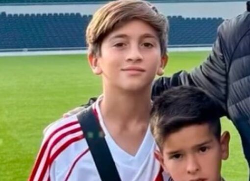 Las fotos de Thiago Messi con la camiseta de River durante la visita de los juveniles del Inter Miami al Monumental